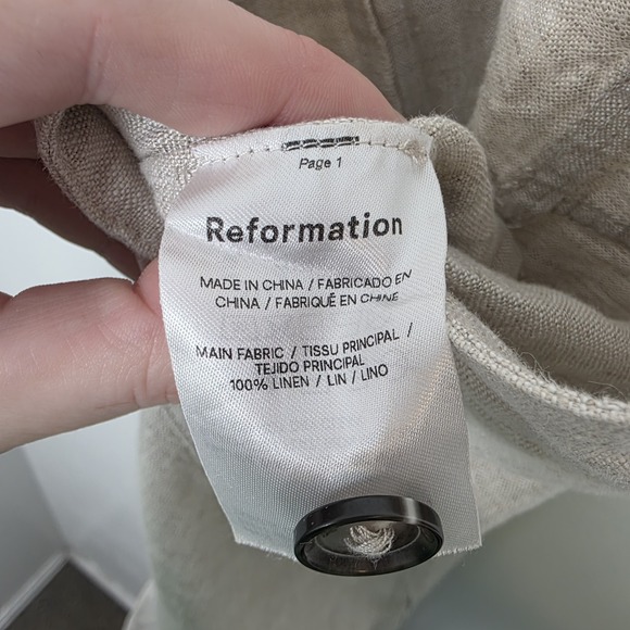 Reformation Beige 100% Linen Front Slit Minimalist Tazz Maxi Skirt Size 4 - Picture 5 of 8